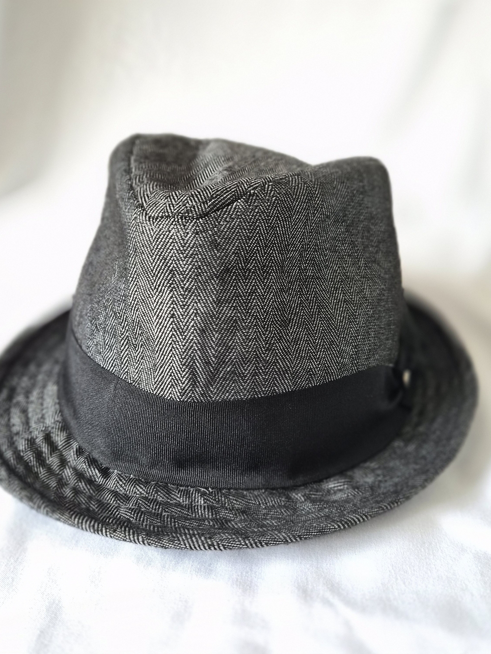 Stetson All American Charcoal Gray Herringbone Fedora Trilby Hat Men Large XL
